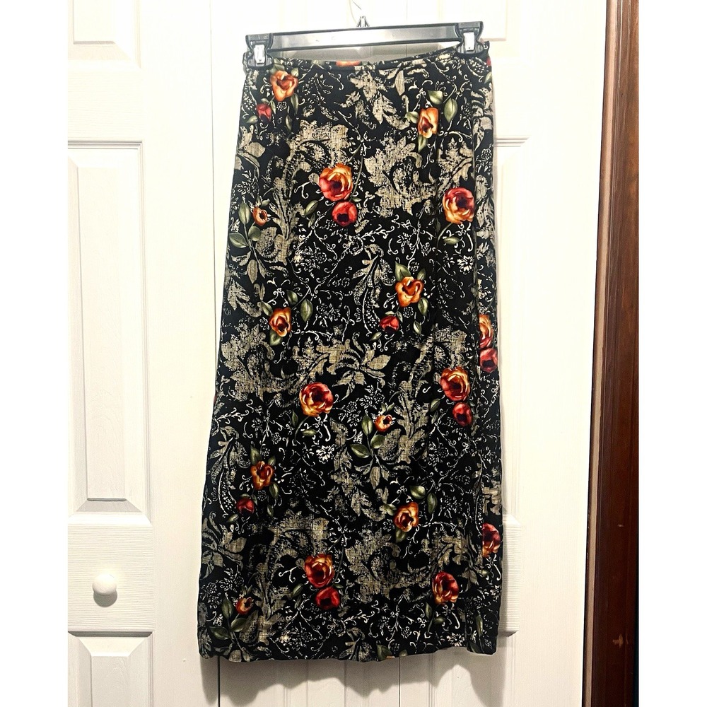 VTG 90s Express Compagnie Internationale S Whimsigoth Rose Tapestry Maxi Skirt